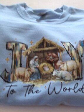 "Joy to the World" Blue Crew Neck Sweatshirt